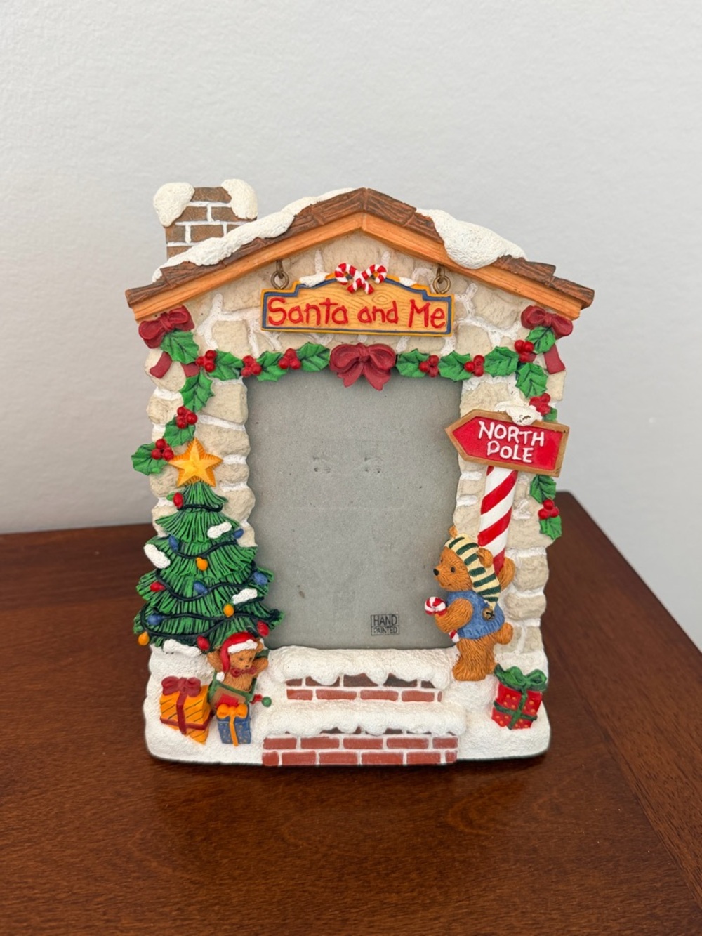 NEW FIGI Santa & Me Christmas Picture Frame Hand Painted 1998 VINTAGE